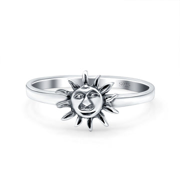 Sun Oxidized Band Solid 925 Sterling Silver Thumb Ring (9mm)